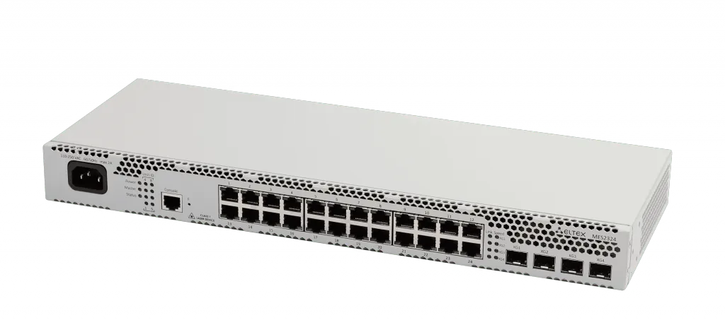 Ethernet-коммутатор MES2324, 24x1G RJ45 + 4x10G SFP+, L3, 220V AC
